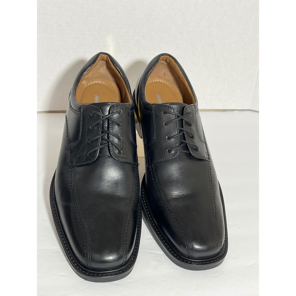 Johnston & Murphy Mens Black Leather Bicycle Toe Oxford Dress Shoes 20-4865 11M‎
